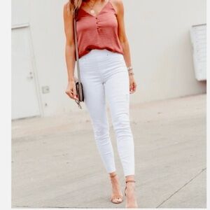 SPANX White Skinny Jeans High-Waisted Stretch